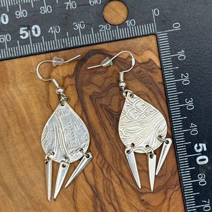 Silver Tray and Fork Tine Earrings