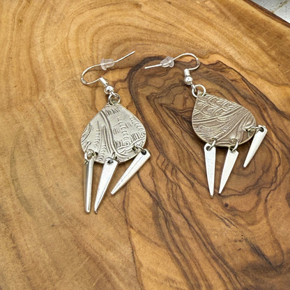 Silver Tray and Fork Tine Earrings