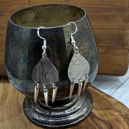 Silver Tray and Fork Tine Earrings