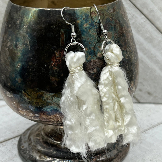 Rock Climbing Rope Earrings - White