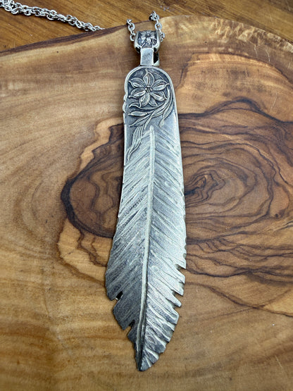 Silver Feather Necklace Pendant