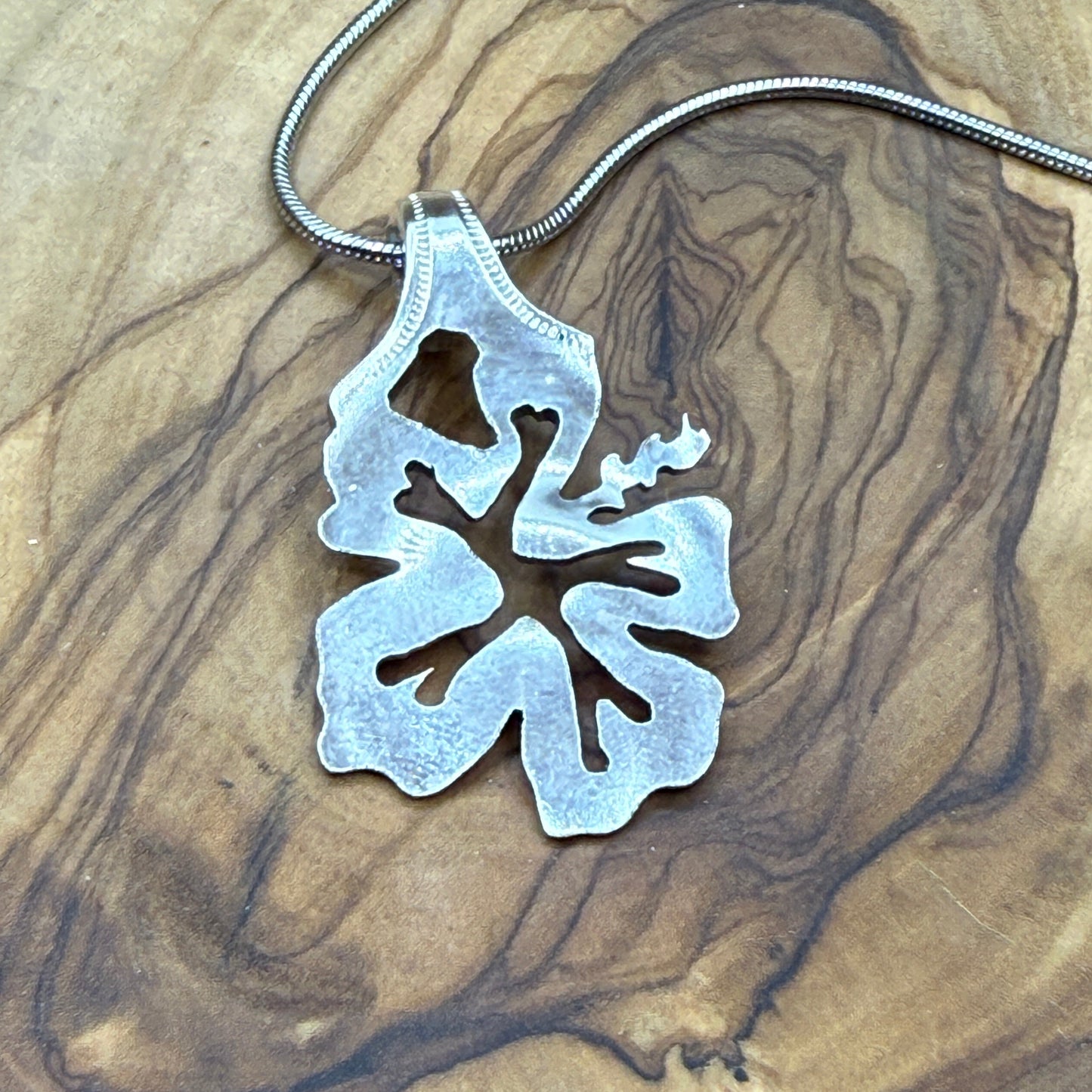 Handcut Silver Flower Pendant