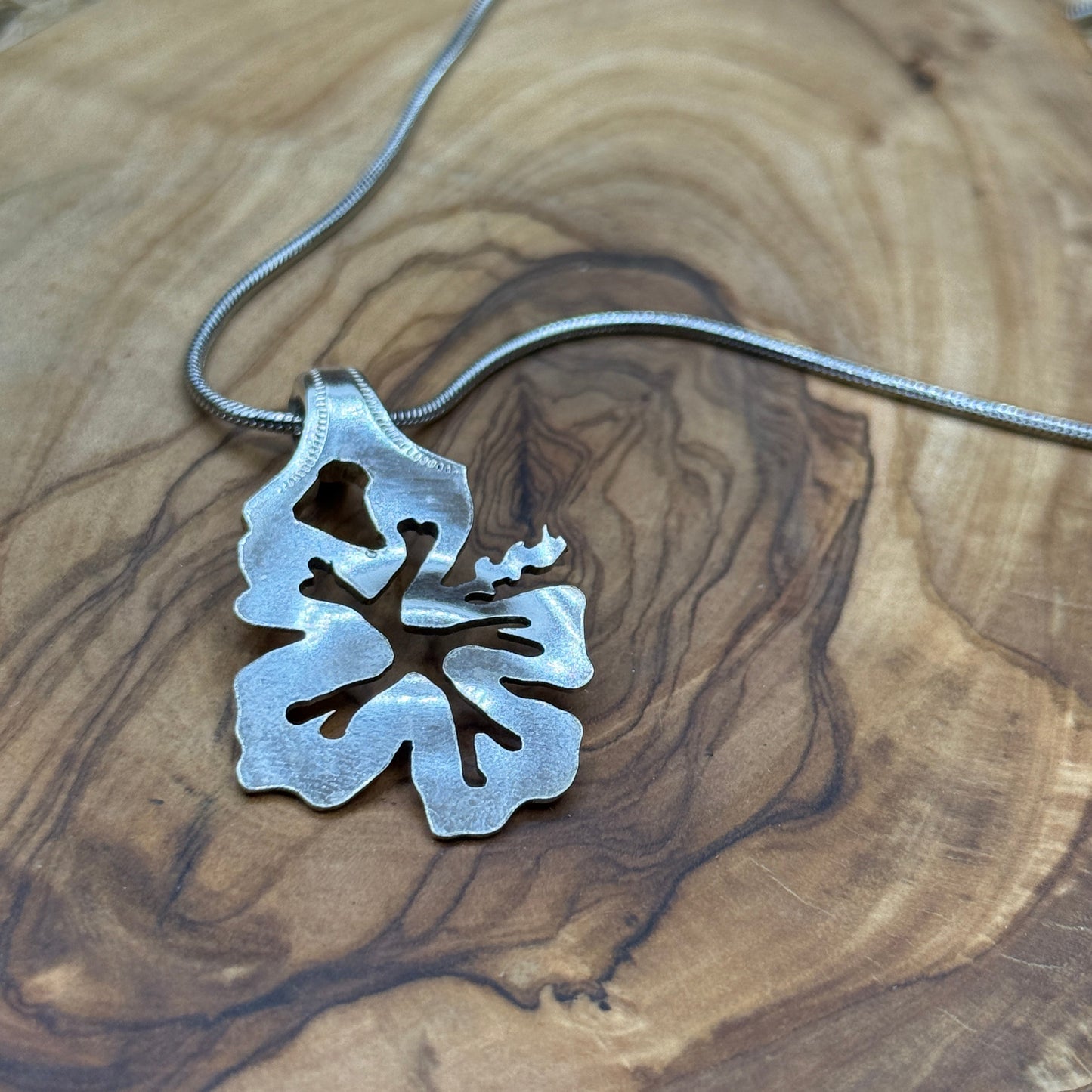Handcut Silver Flower Pendant