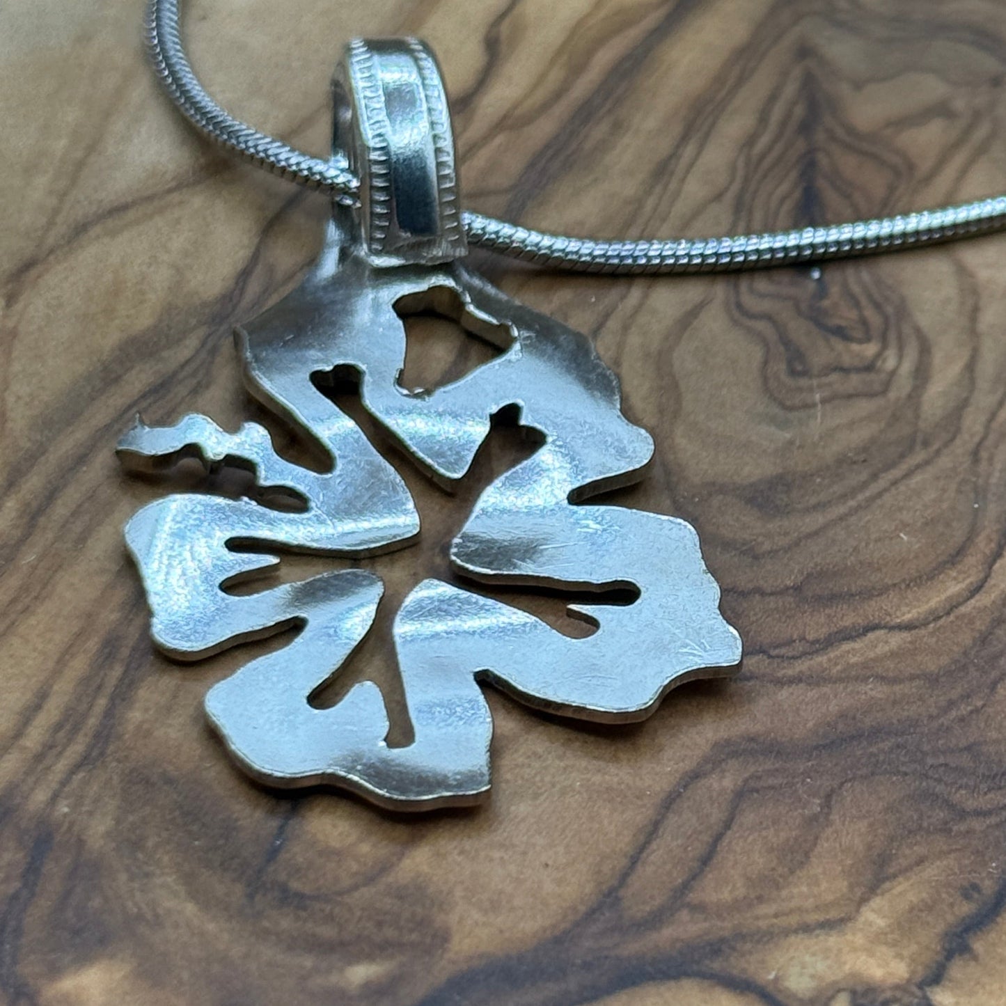 Handcut Silver Flower Pendant