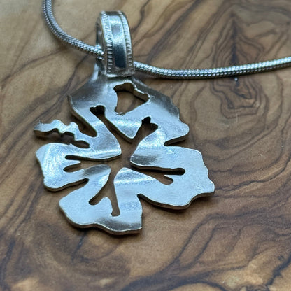Handcut Silver Flower Pendant