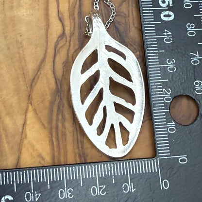 Handcut Silver Leaf Pendant