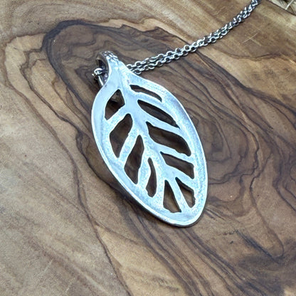 Handcut Silver Leaf Pendant