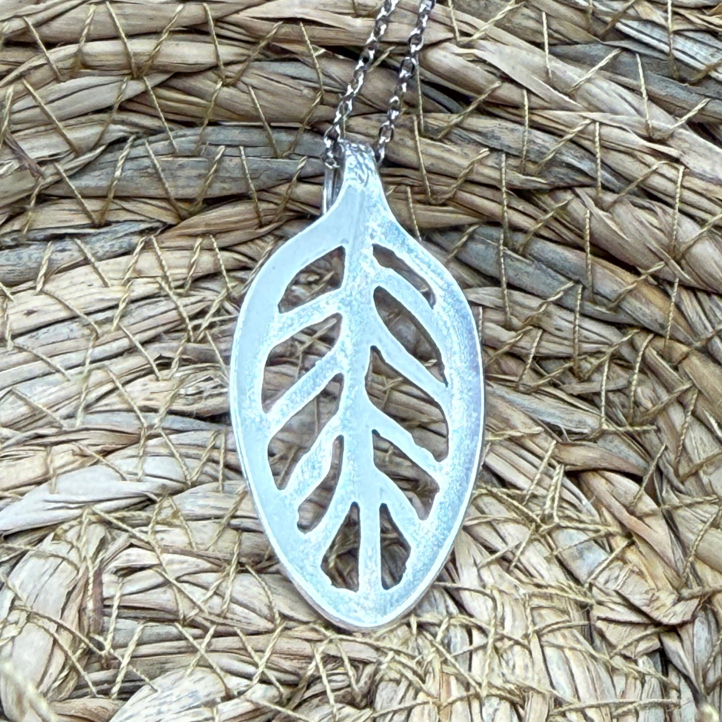 Handcut Silver Leaf Pendant