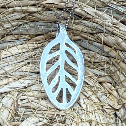 Handcut Silver Leaf Pendant