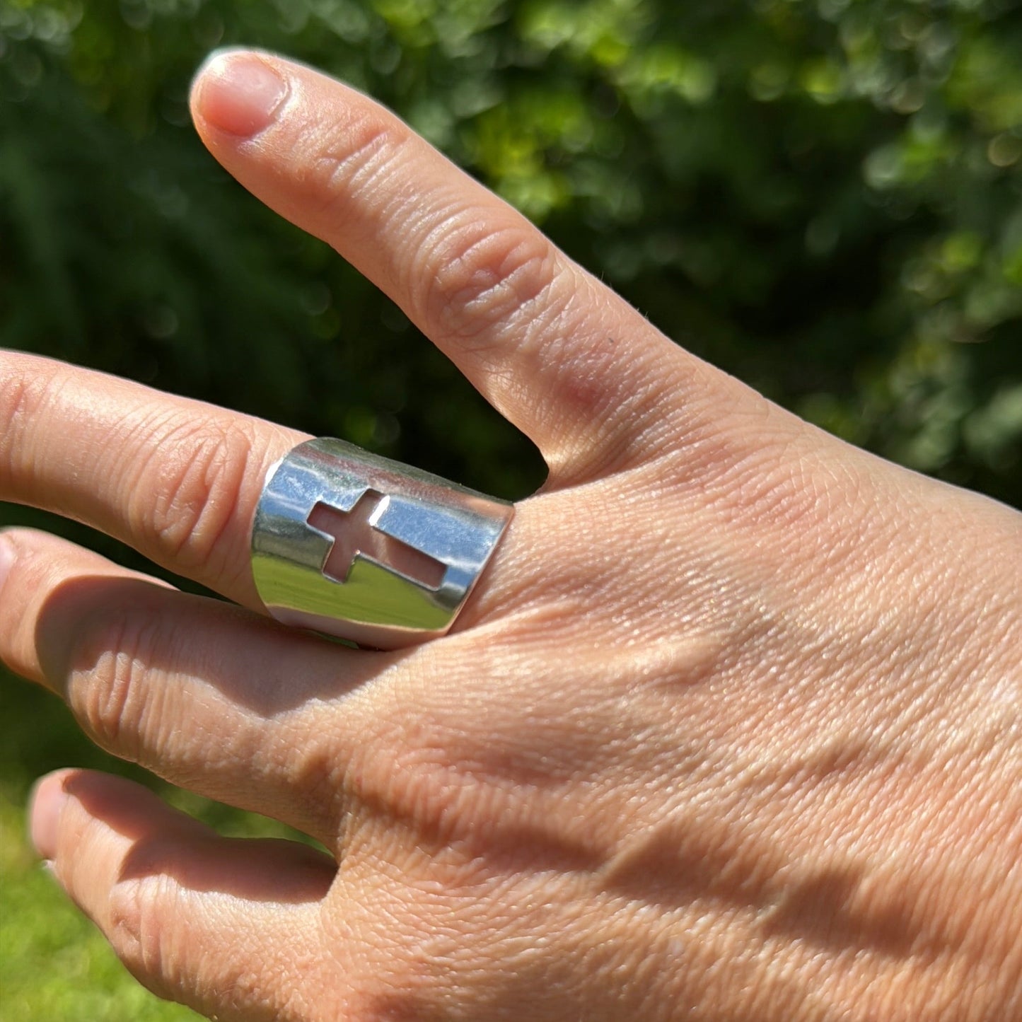 Silver Spoon Ring with Cross