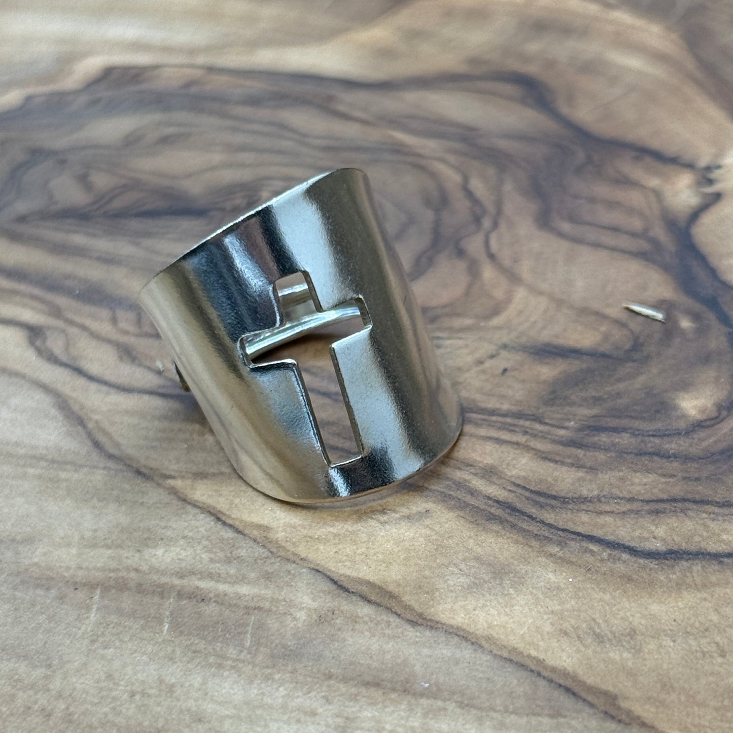 Silver Spoon Ring with Cross