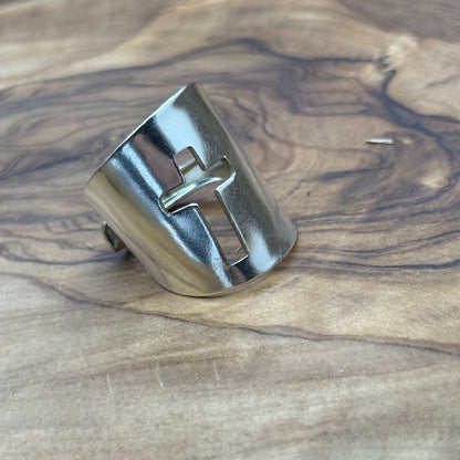 Silver Spoon Ring with Cross