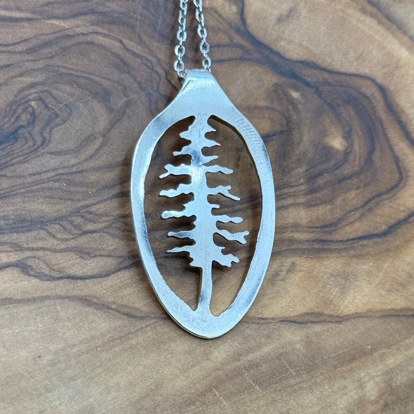 Hand cut Silver Tree Pendant