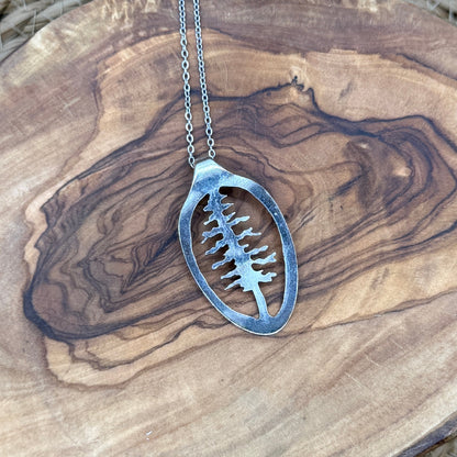 Hand cut Silver Tree Pendant