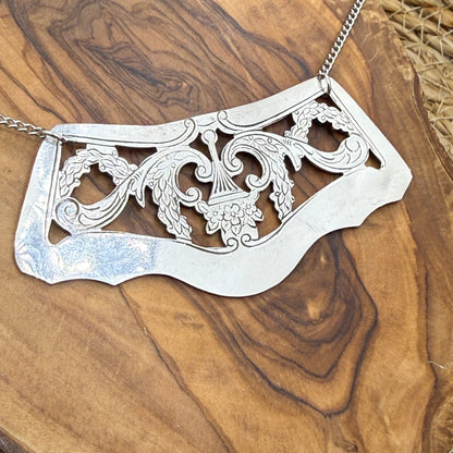 Silver Tray Border Necklace