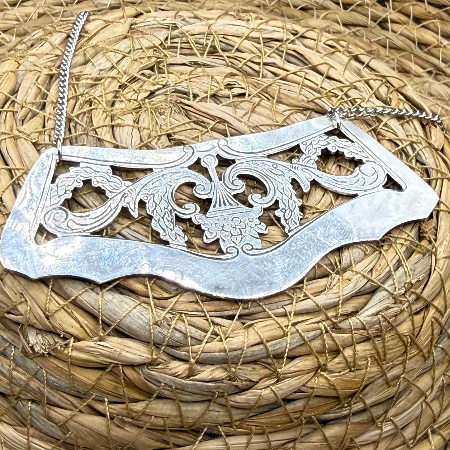 Silver Tray Border Necklace