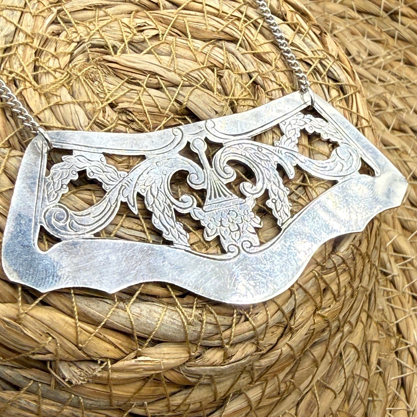 Silver Tray Border Necklace