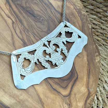 Silver Tray Border Necklace