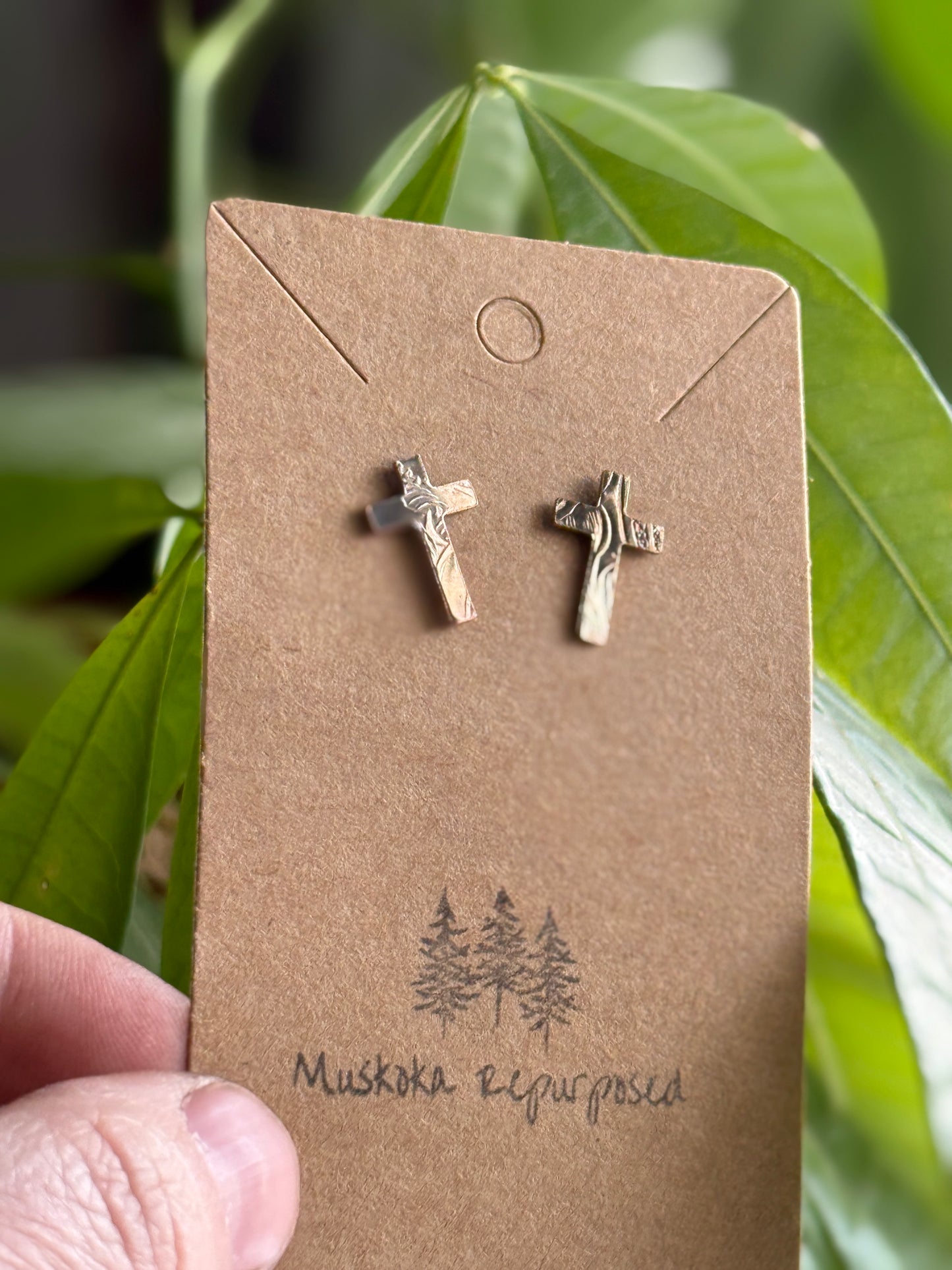 Small Silver Cross Stud Earrings