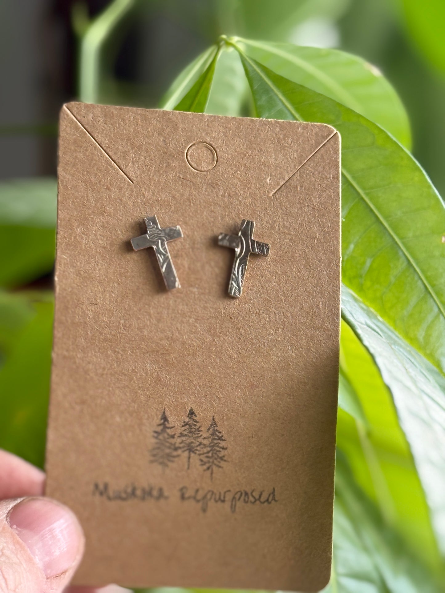 Small Silver Cross Stud Earrings