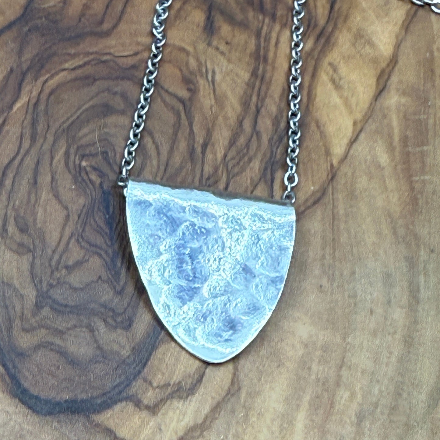 Silver Spoon Bowl Pendant - Hammered Texture - Small