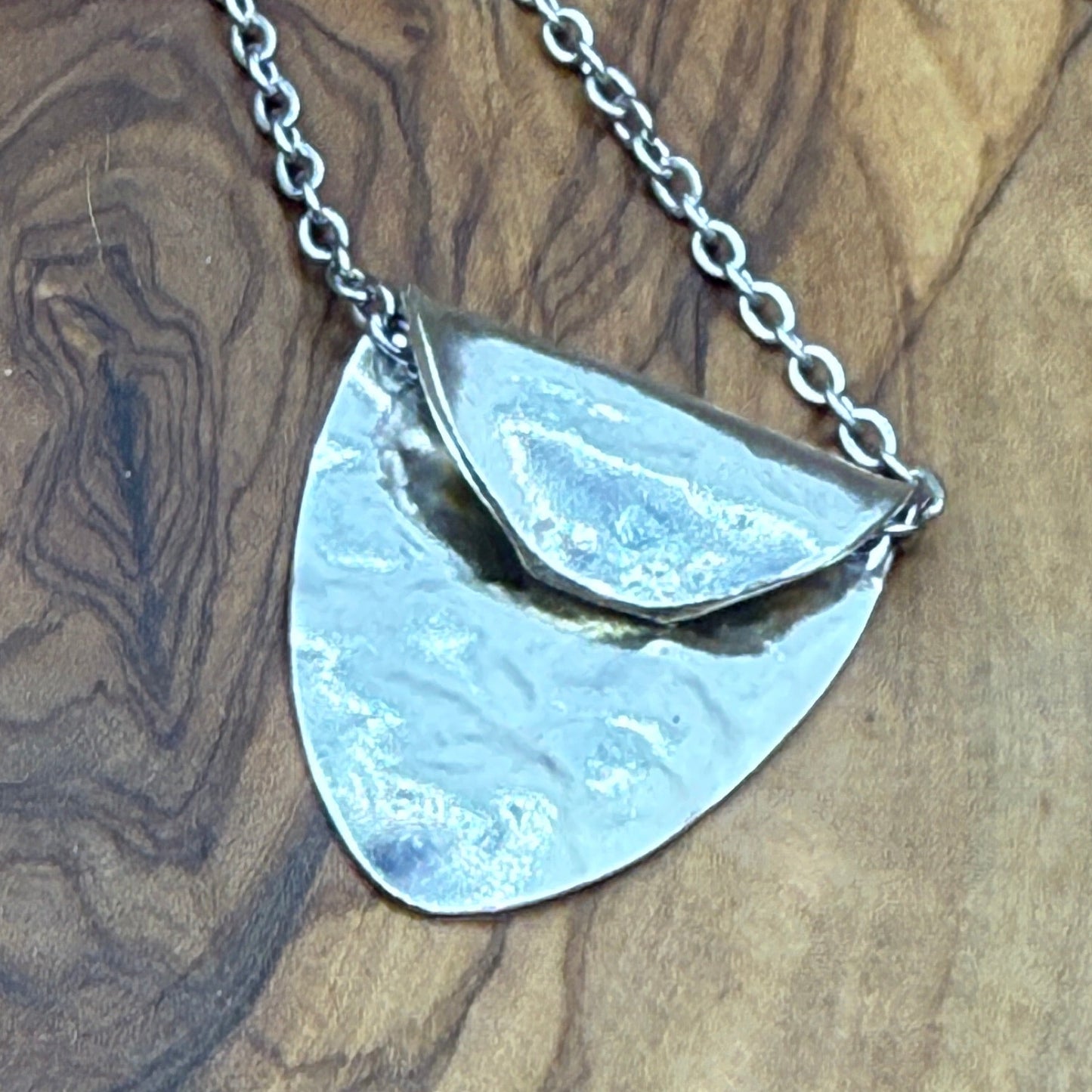 Silver Spoon Bowl Pendant - Hammered Texture - Small
