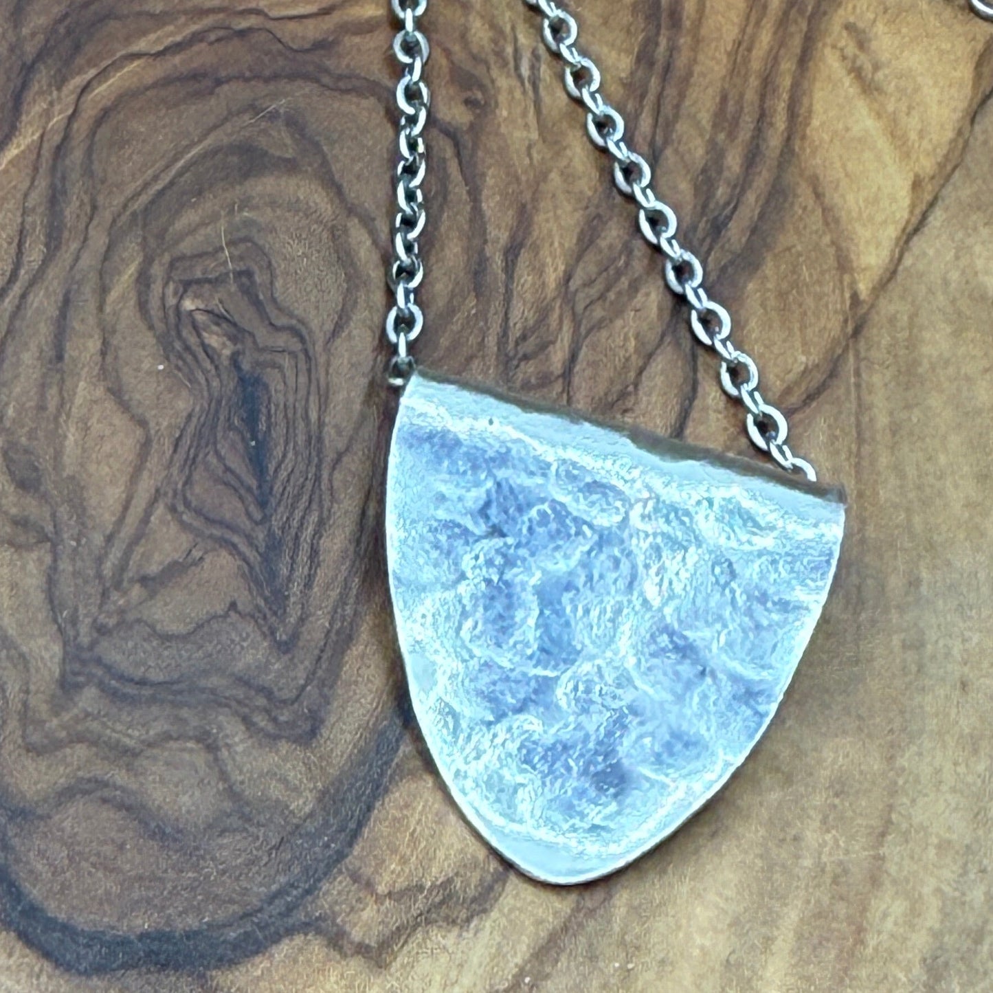 Silver Spoon Bowl Pendant - Hammered Texture - Small