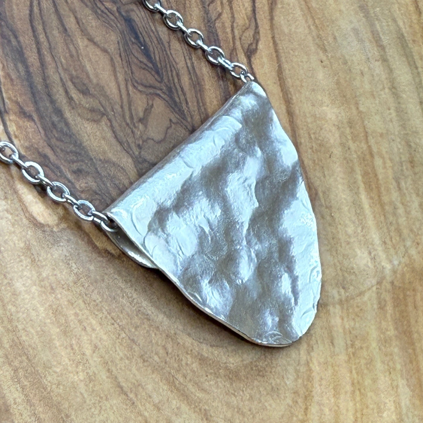 Silver Spoon Bowl Pendant - Hammered Texture - Large