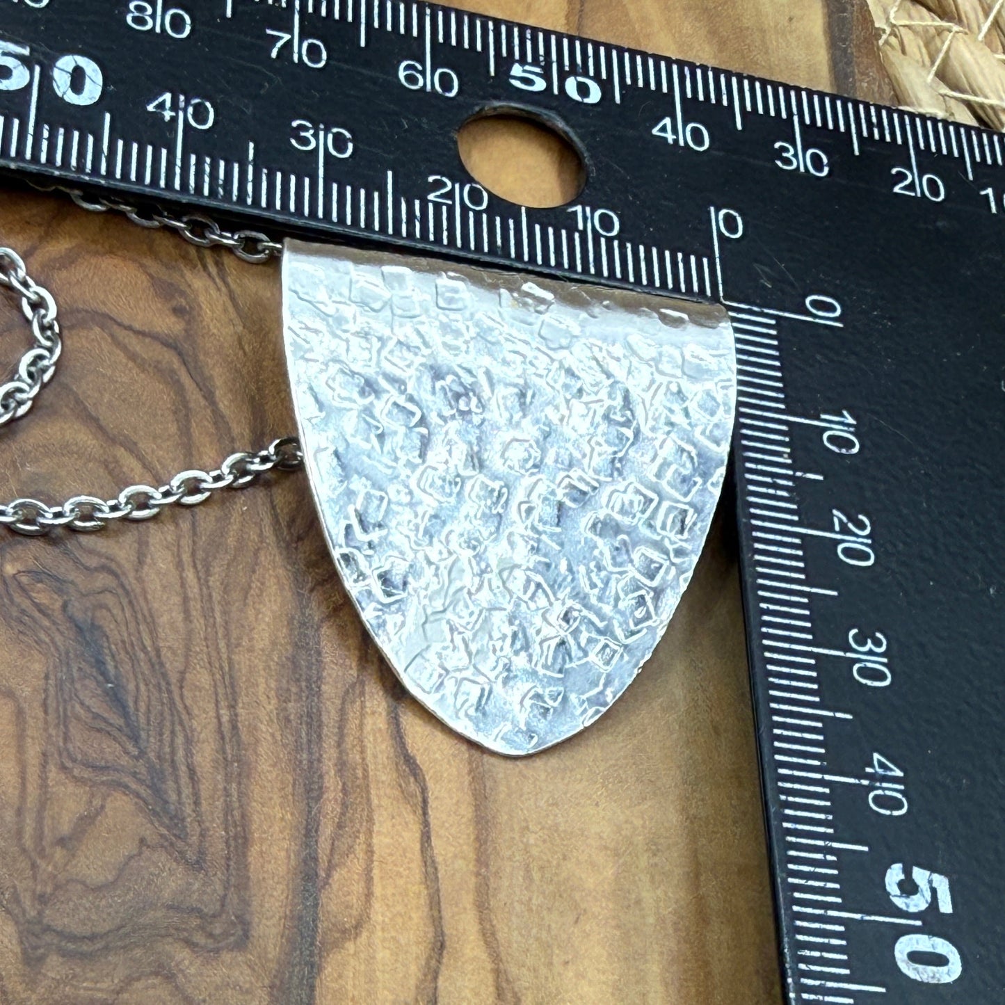 Silver Spoon Bowl Pendant - Hammered Square Texture