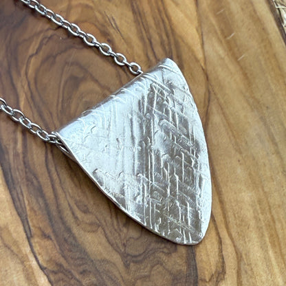 Silver Spoon Bowl Pendant - Hammered Line Texture