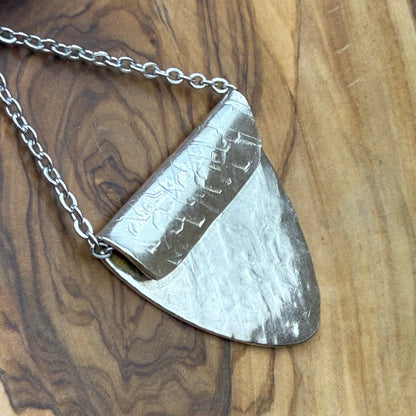 Silver Spoon Bowl Pendant - Hammered Line Texture
