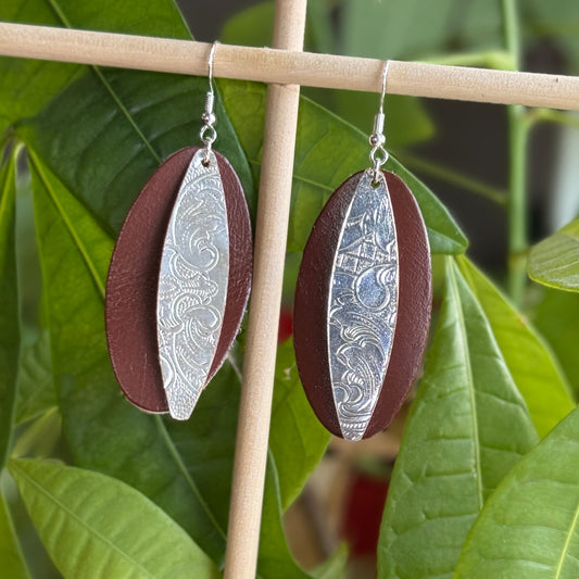 Silver and Leather Earrings