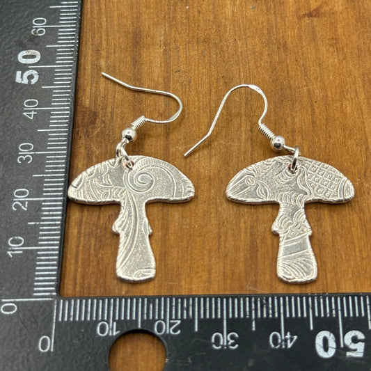 Silver Mushroom Earrings