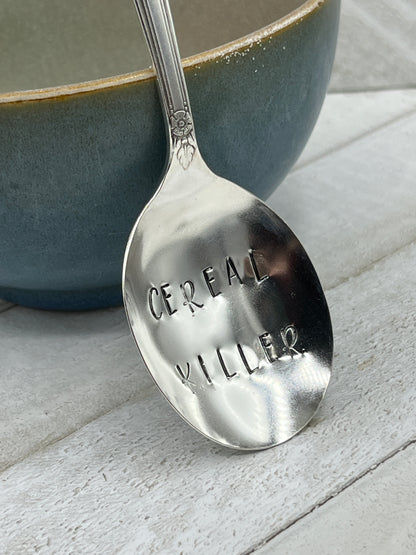 Hand Stamped Custom Coffee Spoon Made from Antique Silver Spoon