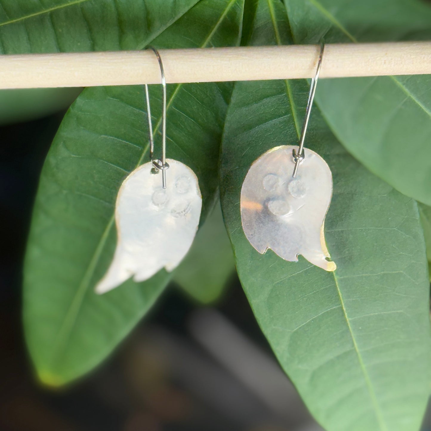 Silver Happy Ghost Earrings