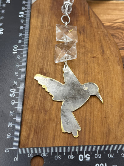 Silver Hummingbird Christmas Tree Ornament with crystals