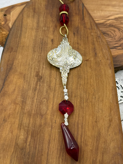 Silver Christmas Tree Ornament with crystals