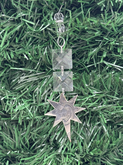 Silver Star Holiday Christmas Ornament with crystals
