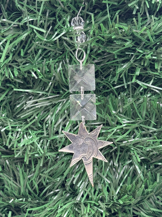 Silver Star Holiday Christmas Ornament with crystals