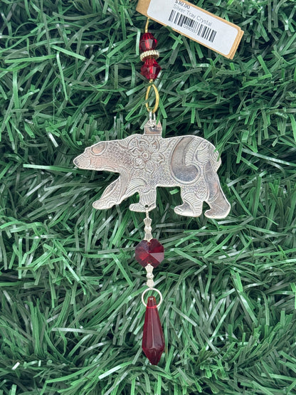Silver Bear Christmas Tree Ornament