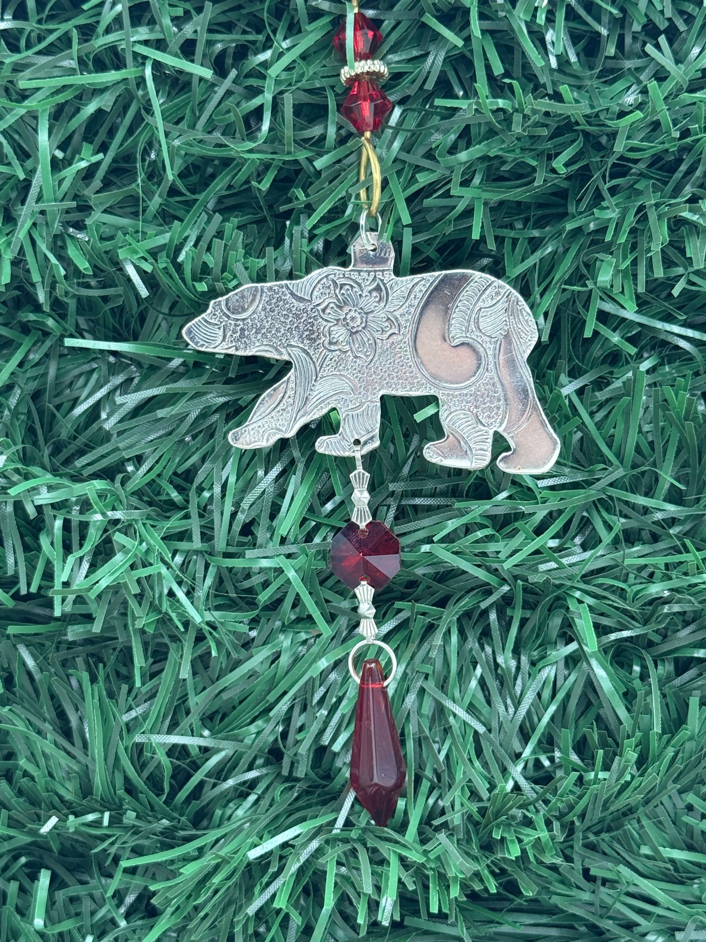 Silver Bear Christmas Tree Ornament