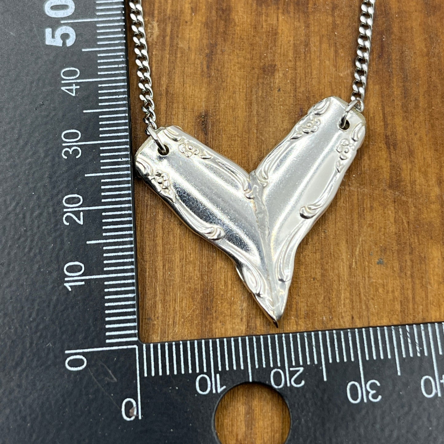 Silver Heart Pendant and Necklace Handmade from Vintage and Antique Silver Plated Spoon and Fork Ends