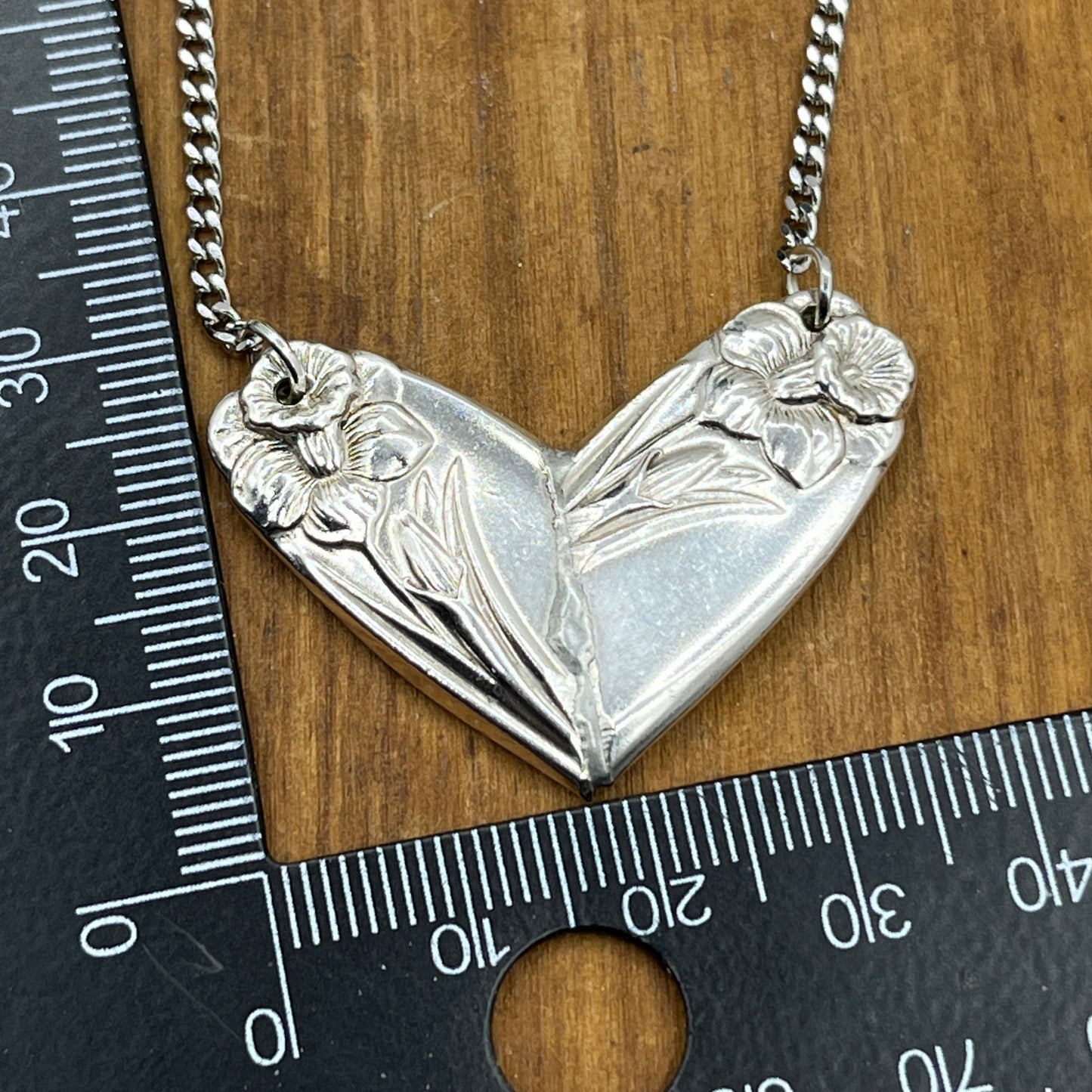 Silver Heart Pendant and Necklace Handmade from Vintage and Antique Silver Plated Spoon and Fork Ends