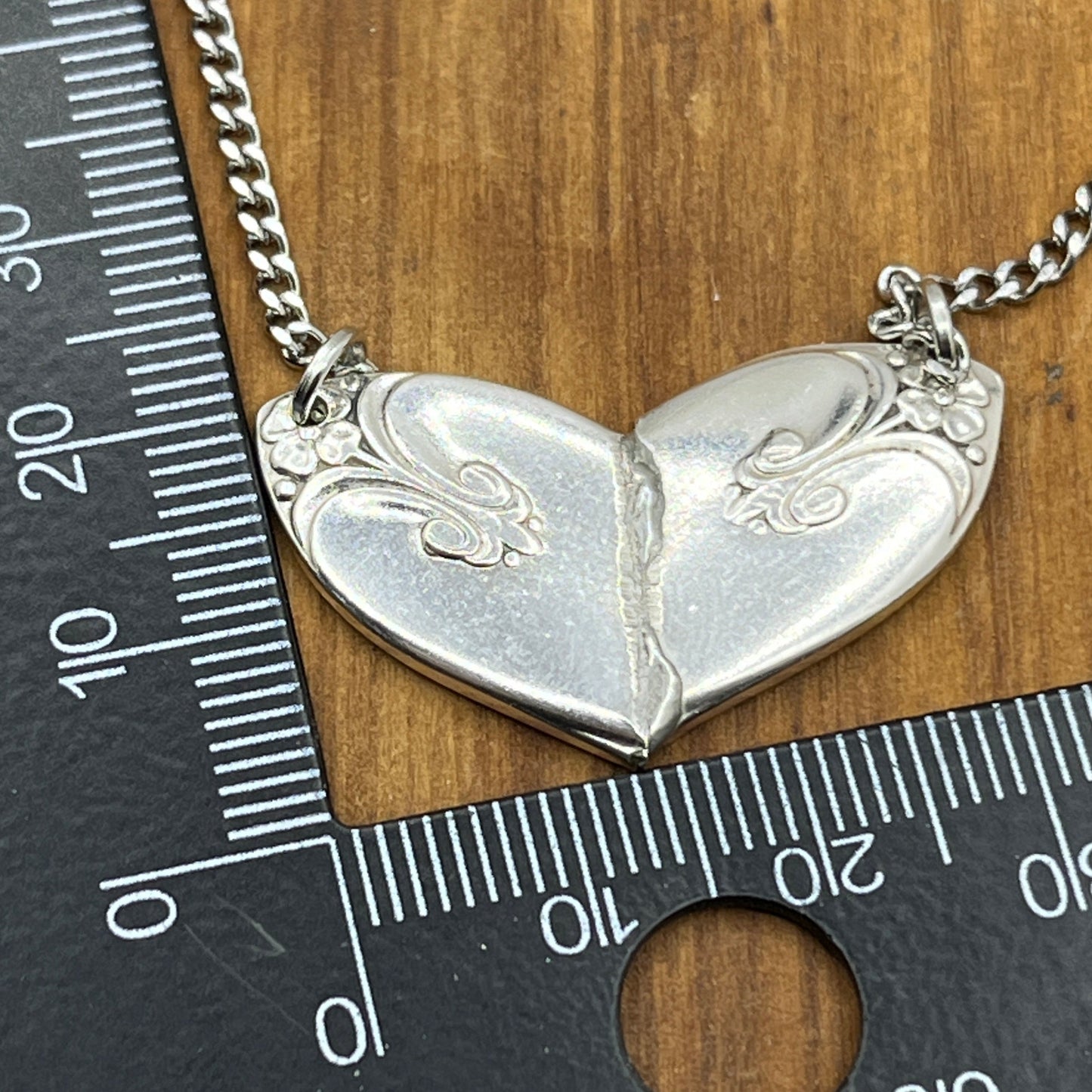 Silver Heart Pendant and Necklace Handmade from Vintage and Antique Silver Plated Spoon and Fork Ends