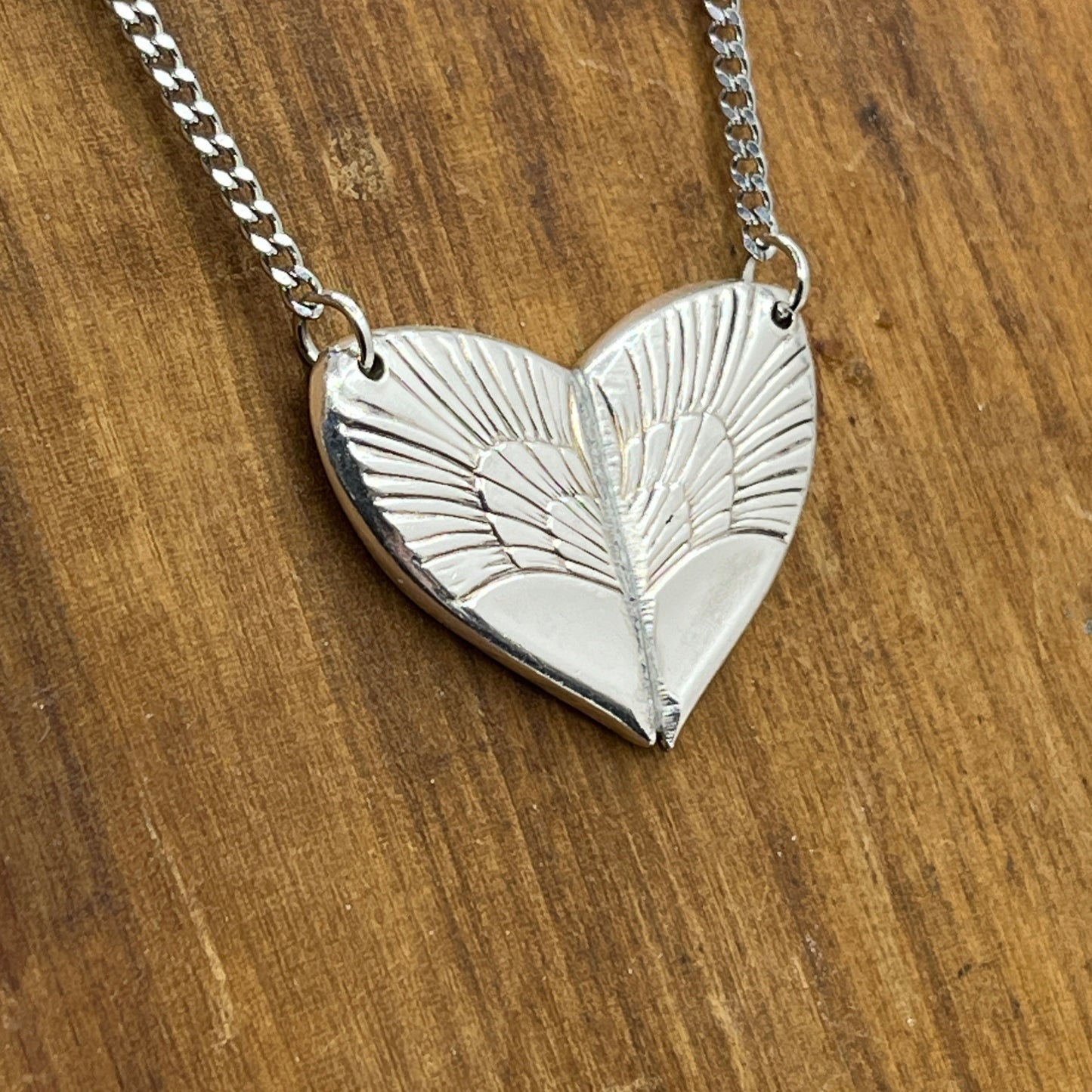 Silver Heart Pendant and Necklace Handmade from Vintage and Antique Silver Plated Spoon and Fork Ends