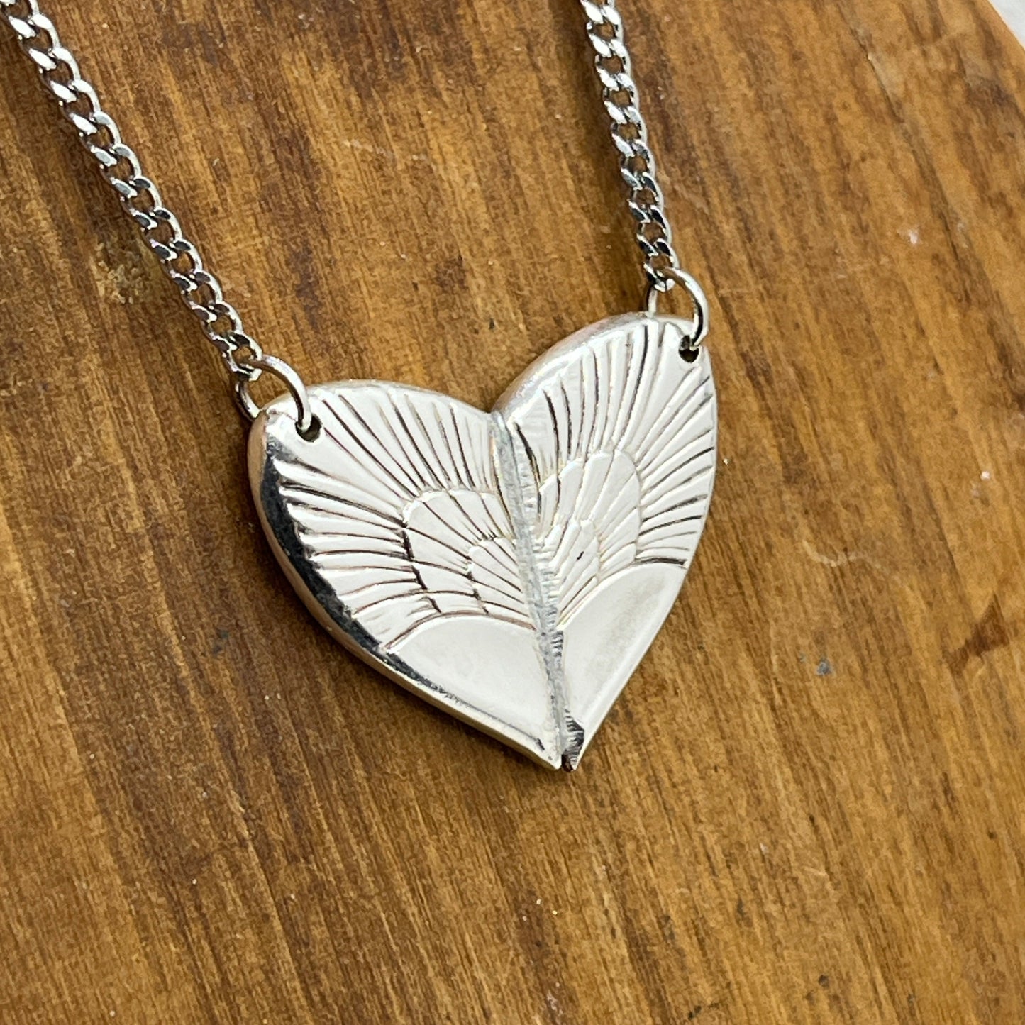 Silver Heart Pendant and Necklace Handmade from Vintage and Antique Silver Plated Spoon and Fork Ends