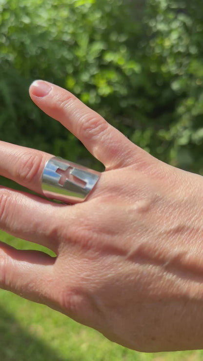 Silver Spoon Ring with Cross