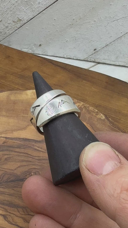 Serving Fork Tine Ring With Mountains and Trees