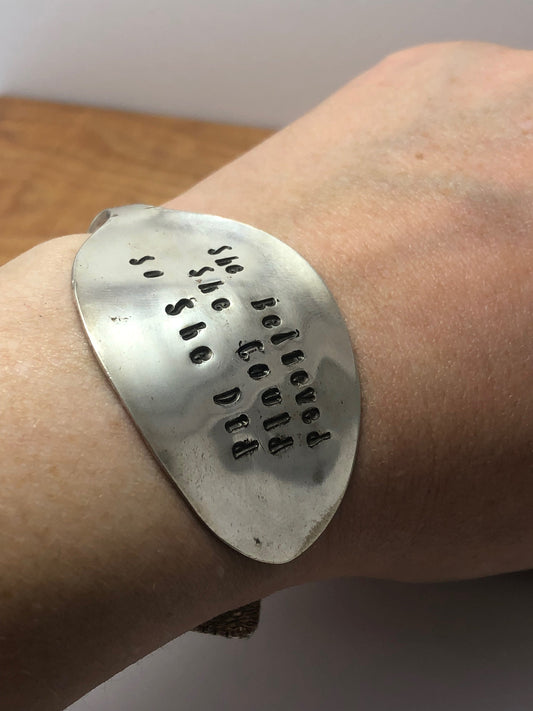 Silver Spoon Bracelet "she wished she could so she did"