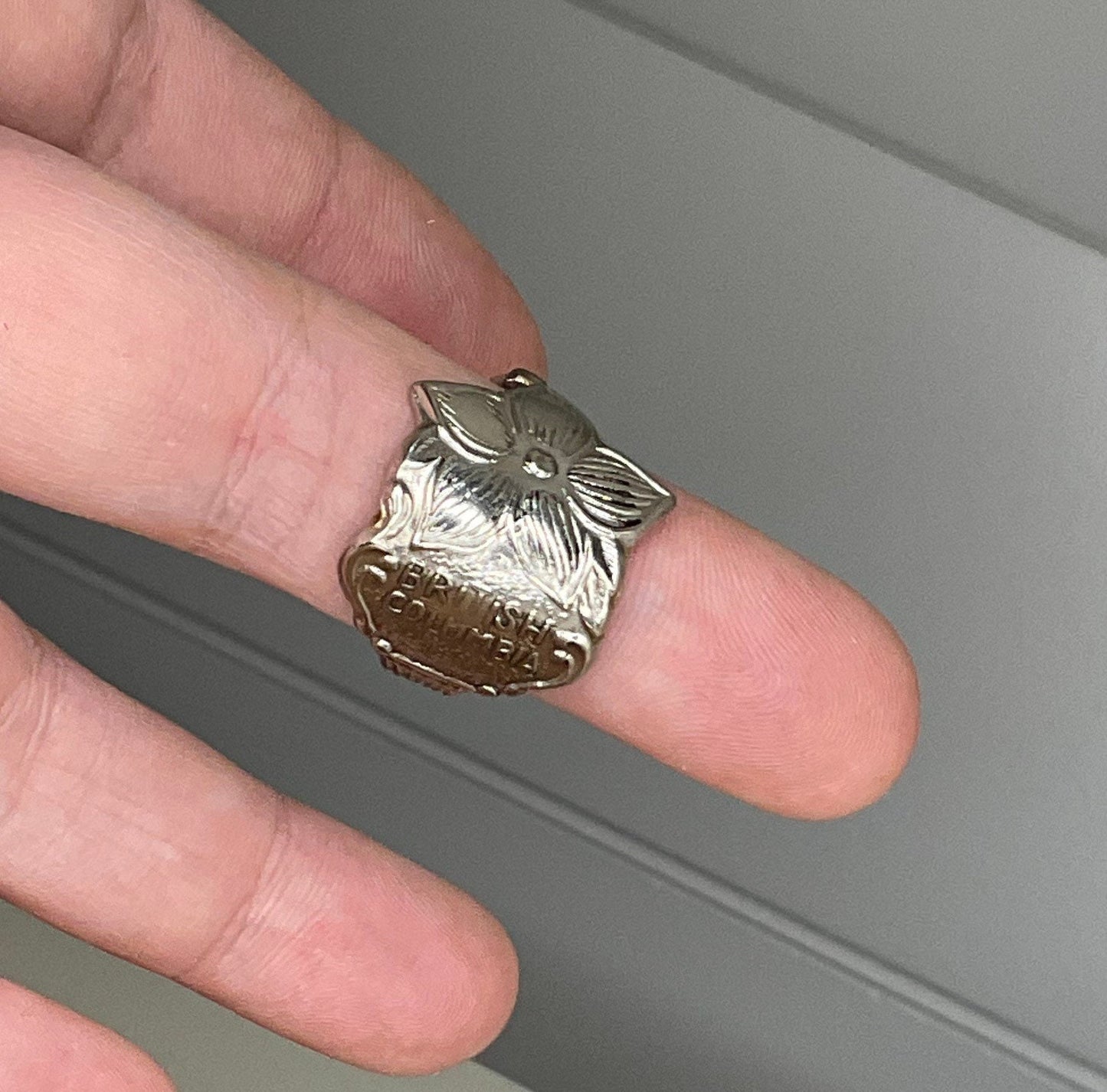 Silver Ring made from silver plated Canada Travel spoon handle from British Columbia, Travel Souvenir Ring, Spoon Ring